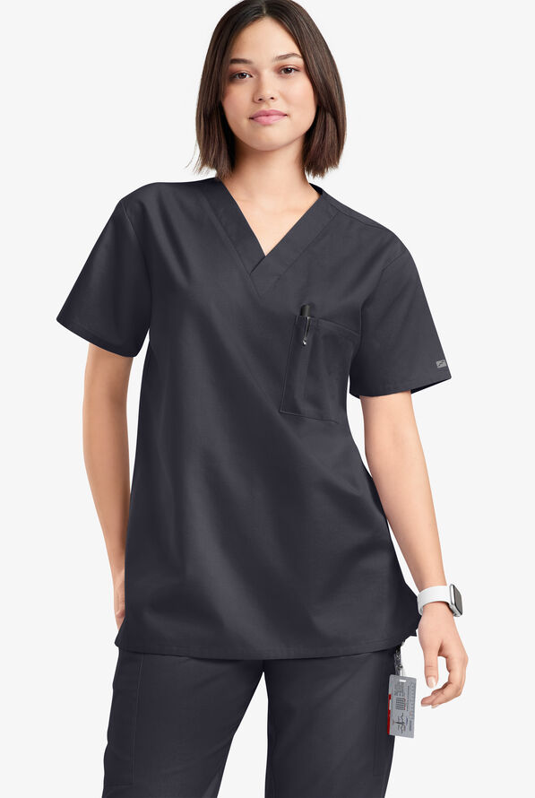 Blusa médica unisx Butter-Soft Originals con cuello en V y 2 bolsillos - Pewter - 2