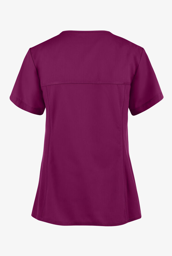 Cherokee Flexibles Women's 2-Pocket Sporty V-Neck Scrub Top - Wine - 2