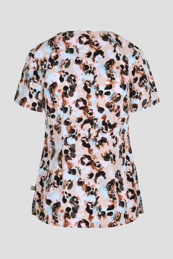 Healing Hands Abstract Cheetah Women's 3-Pocket STRETCH V-Neck Print Scrub Top - null - 2