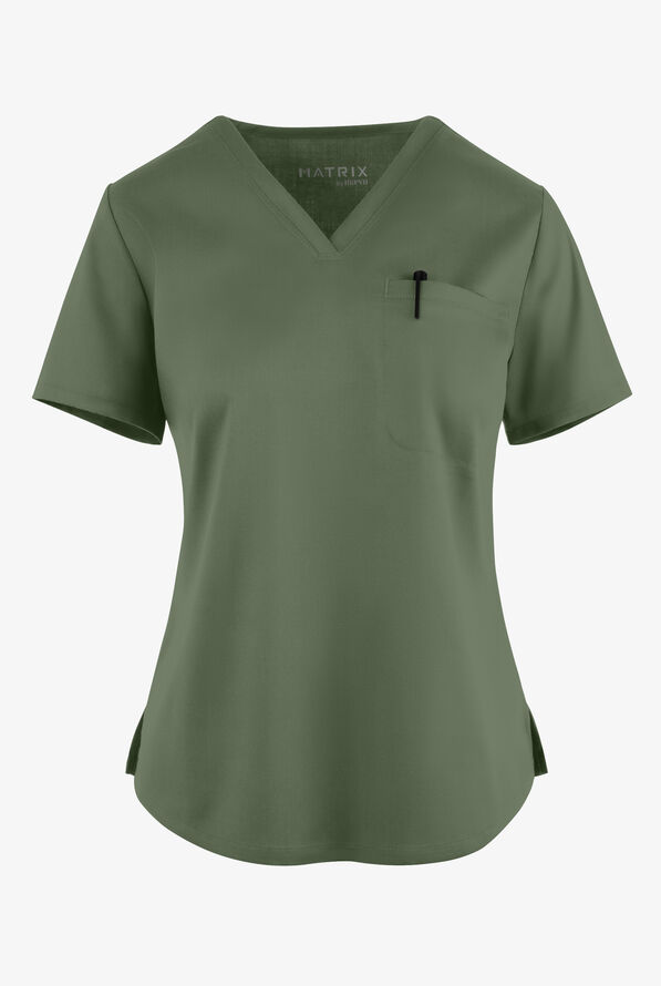 Maevn Matrix Women's 1Pocket STRETCH Tuck In VNeck Scrub Top, Stretch