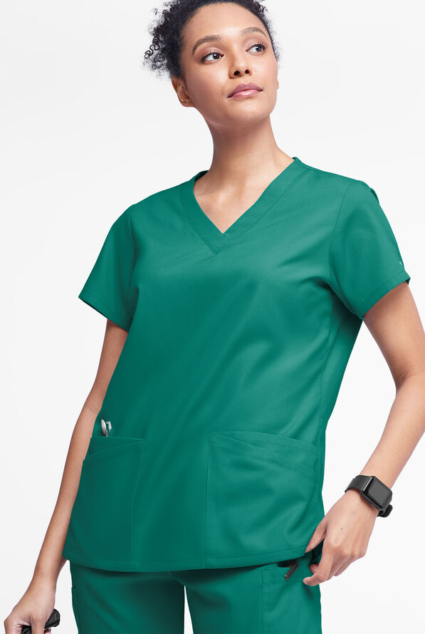 Blusa médica Butter-Soft Originals con cuello en V y 6 bolsillos para mujer - Hunter - 2
