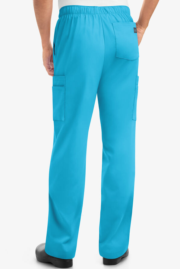 Butter-Soft STRETCH Men's 7-Pocket Cargo w/ Elastic Waist Scrub Pants - Tall - Turquoise - 3