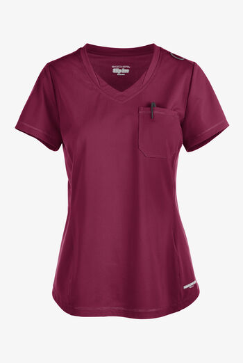 Skechers by Barco Slip-ins Flow Women's 1-Pocket STRETCH Tulip Hem Tuck In V-Neck Scrub Top
