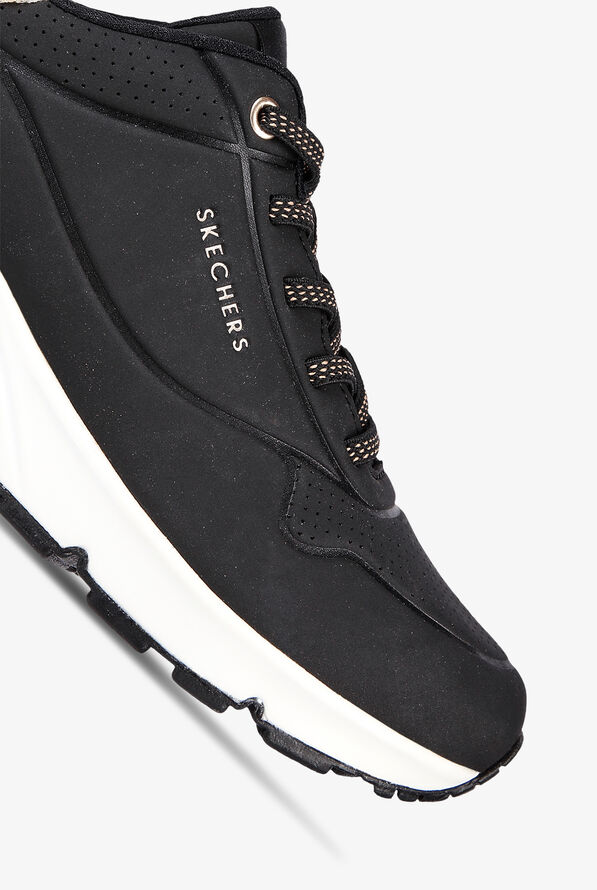 Skechers Street Women's Uno Black/Rose Gold Durabuck Athletic Lace Up Nursing Shoes - null - 3