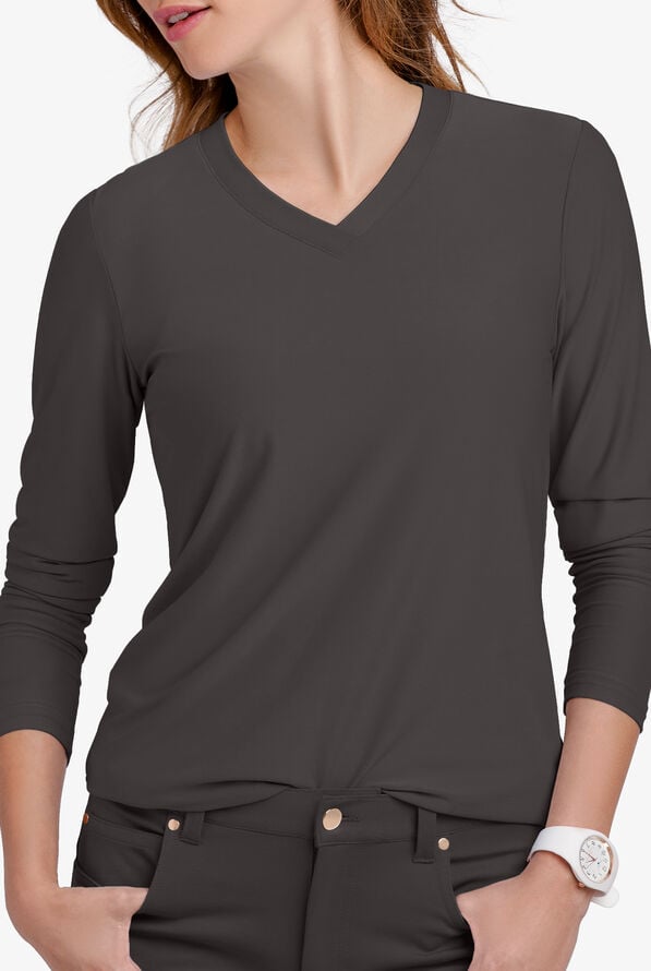 Camiseta médica manga larga Lauderdale By UA Aurelia STRETCH de tejido para mujer - Pewter - 5