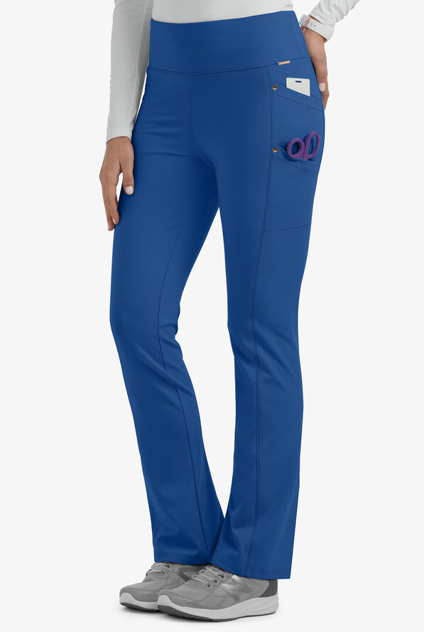 Lauderdale By UA Del Largo Ponte Women's 4-Pocket Knit Yoga STRETCH Scrub Pants - Royal - 1