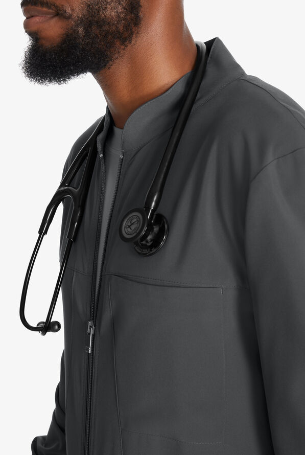 Dickies EDS Essentials Men's 3-Pocket STRETCH Zip Front Scrub Jacket - Pewter - 3