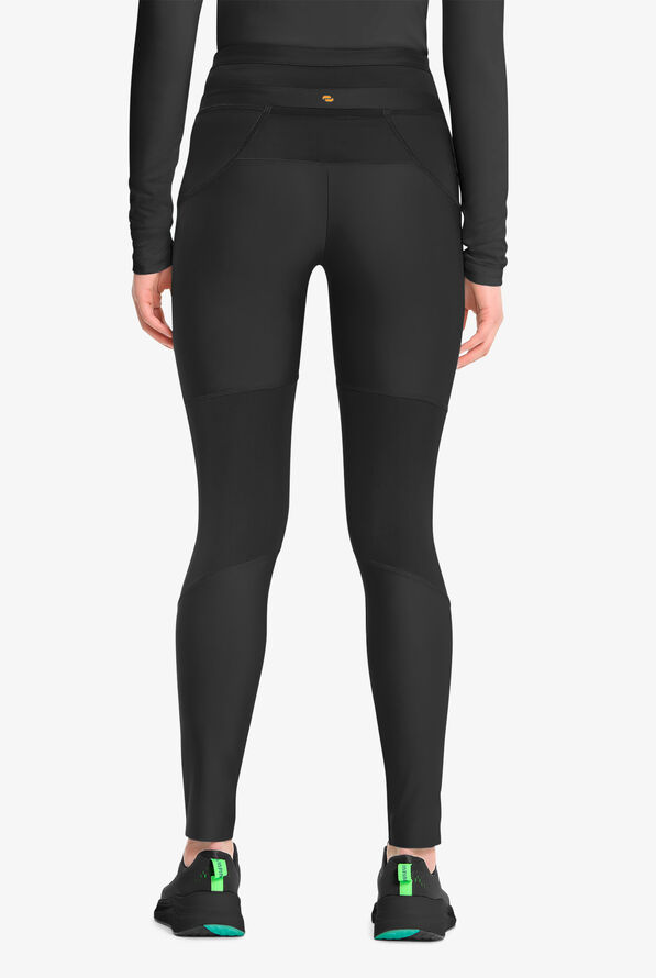 Infinity GNR8 Kinetic Knit Women's 3-Pocket STRETCH High Waisted Mesh Overlay Legging Scrub Pants - Black - 3