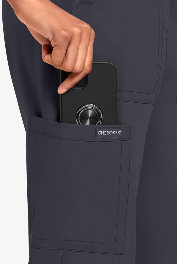 Pantal&oacute;n m&eacute;dico Cherokee Workwear Originals Ultra Tall estilo cargo con piernas rectas y 4 bolsillos para mujer - Pewter - 3