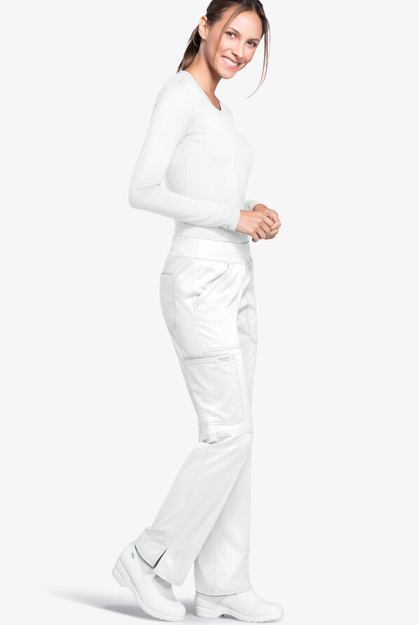 Cherokee Workwear Revolution Women's 4-Pocket STRETCH Pull-On Cargo Scrub Pants - White - 2