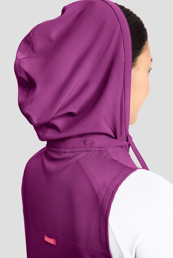 Med Couture Amp Women's 4-Pocket STRETCH Zip Front Removable Hoodie Scrub Vest - Plum Royale - 5