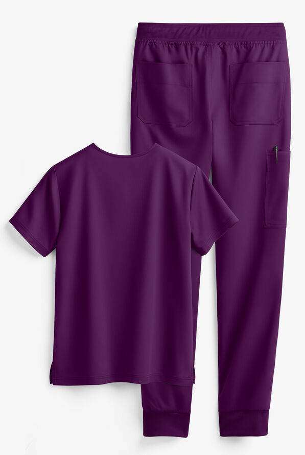 Tafford Active STRETCH Men's 5-Pocket Jogger Scrub Set - Eggplant - 2