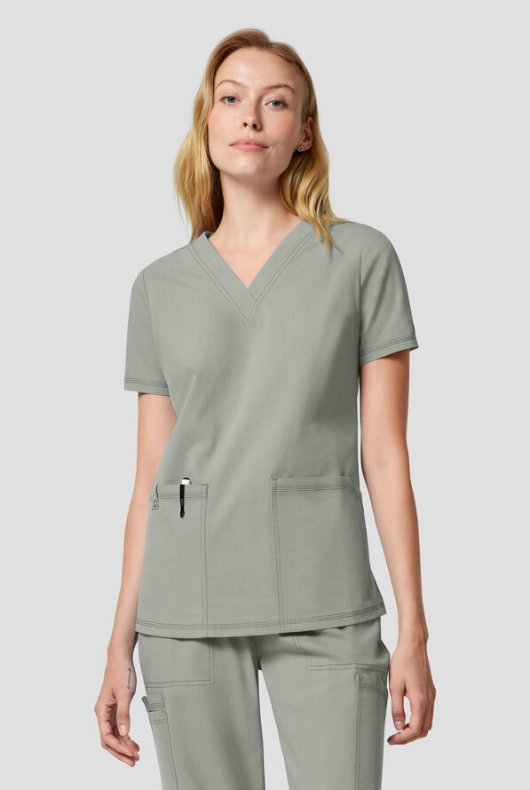 Dickies Forge Women's 2-Pocket V-Neck Scrub Top - Moonstone - 3