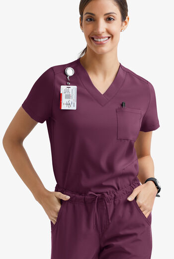 Easy STRETCH Taylor Women's 3-Pocket High Low Hem V-Neck Scrub Top