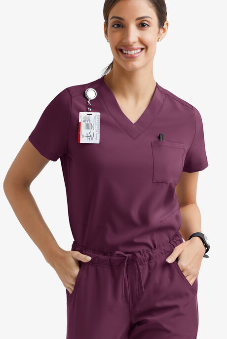 Easy STRETCH Taylor Women's 3-Pocket High Low Hem V-Neck Scrub Top