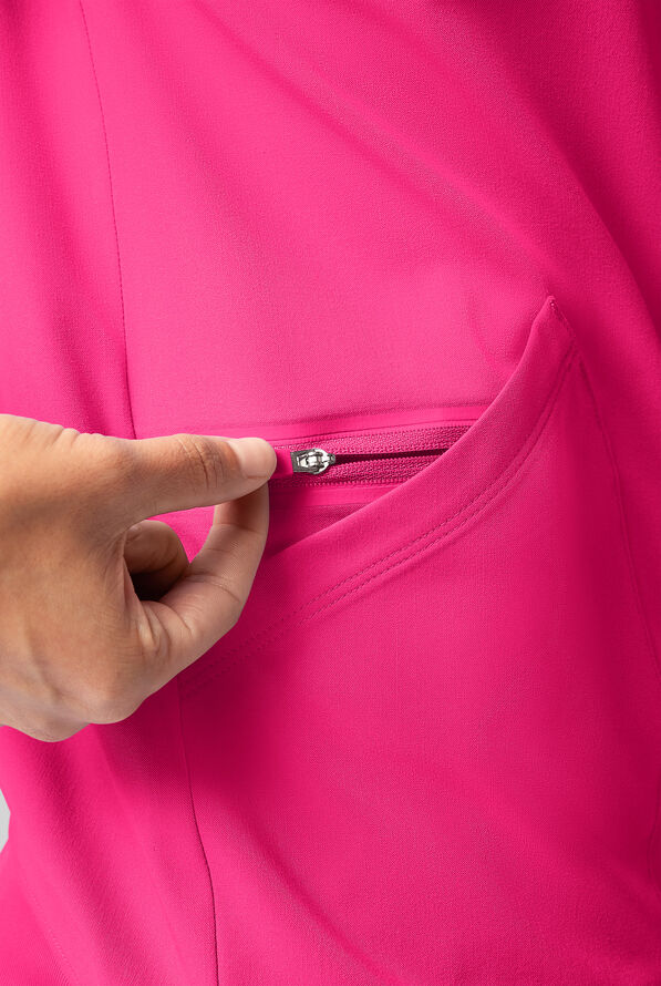 Blusa médica Hypothesis Kentica con cuello redondo y 4 bolsillos para mujer - Reactive Pink - 6