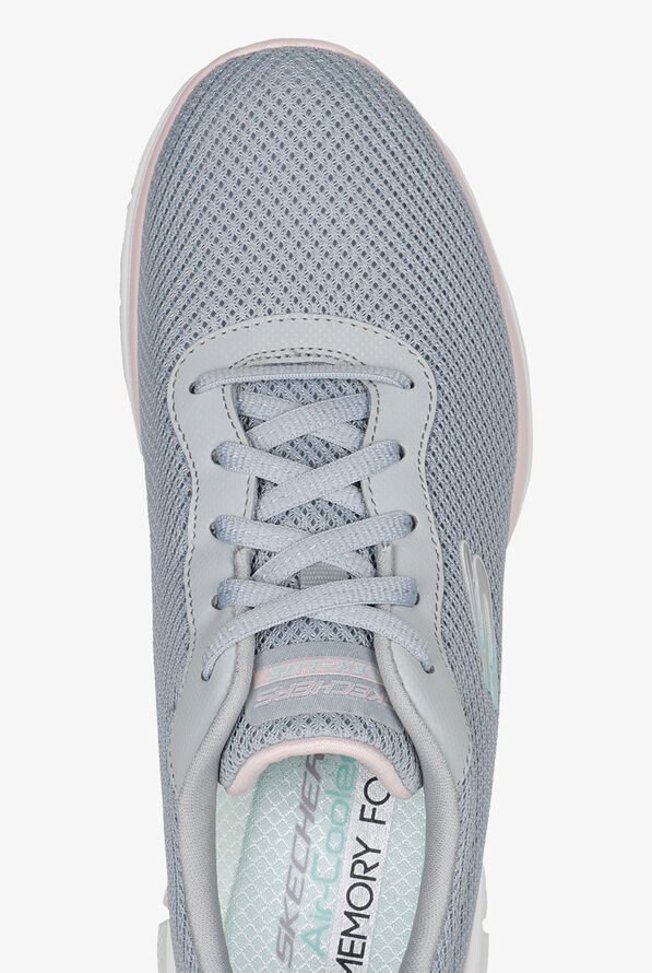 Skechers Sport Women's Flex Appeal 4.0 Brilliant View Gray/Pink Athletic Lace Up Nursing Shoes - null - 2