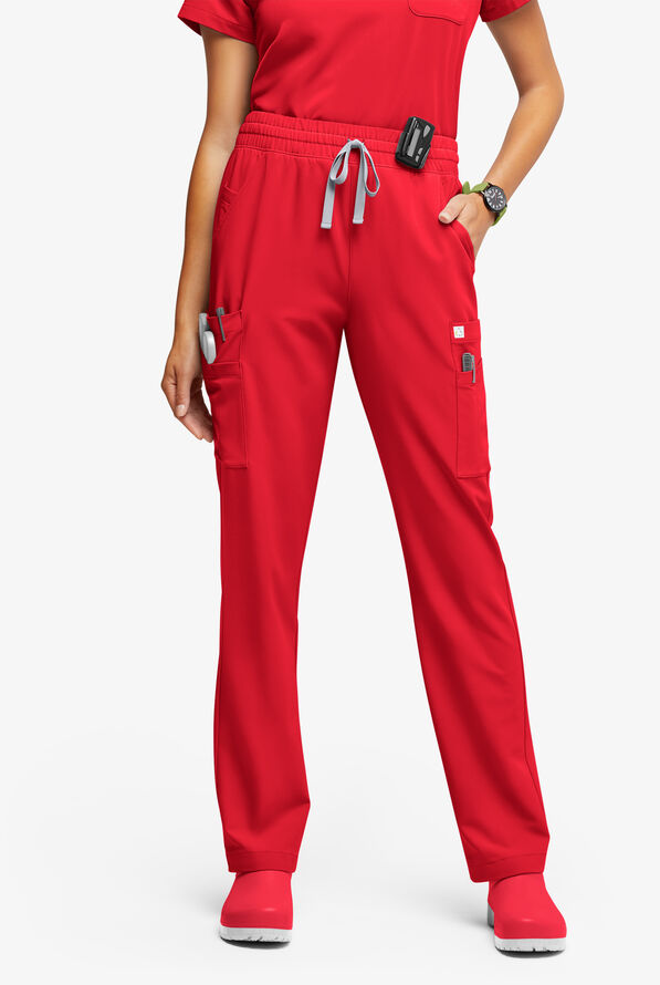 ReSurge Topaz Women's 11-Pocket Drawstring Scrub Pants - Atomic Red - 1