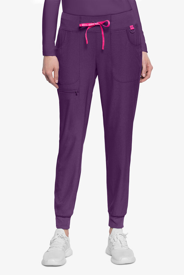 Med Couture Amp Women's 6-Pocket STRETCH Jogger Scrub Pant - Eggplant - 1