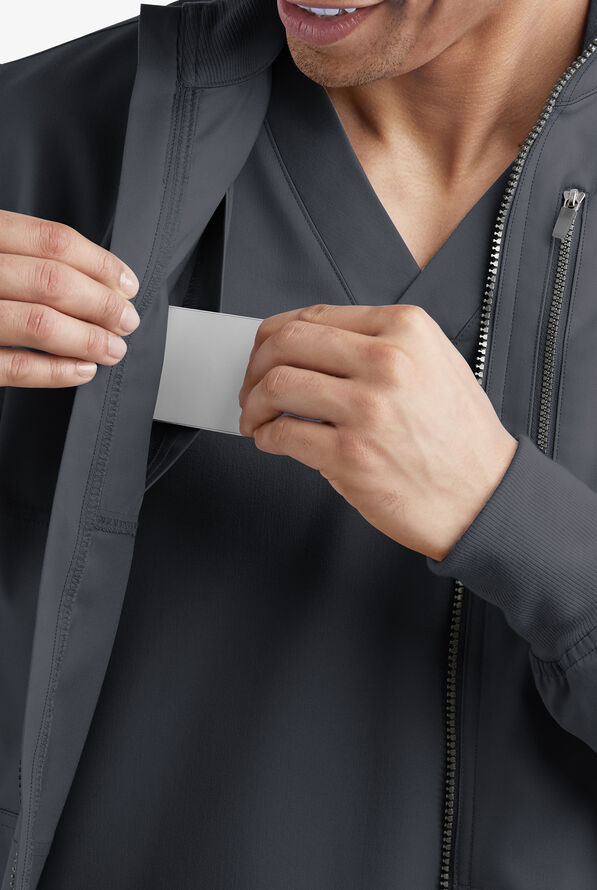 Strictly Scrubs Active STRETCH Men&rsquo;s 4-Pocket Warm-Up Scrub Jacket - Pewter - 4