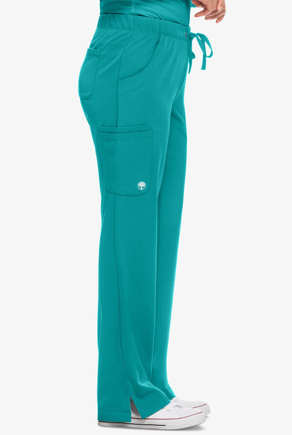 HH Works by Healing Hands Rebecca Women's 6-Pocket STRETCH Drawstring Waist Cargo Scrub Pants - Teal - 3