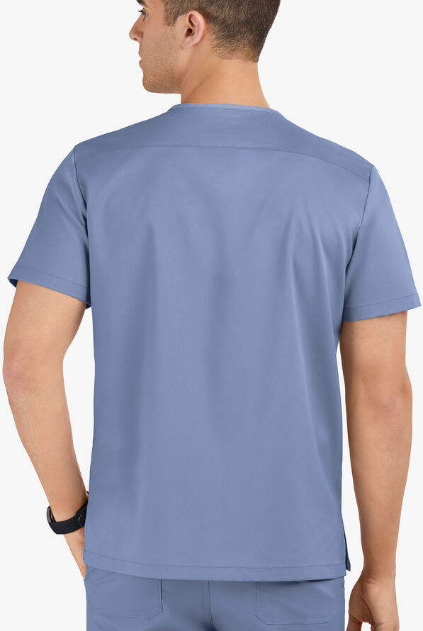 Advantage STRETCH Men's 6-Pocket V-Neck Scrub Top - Ceil Blue - 3