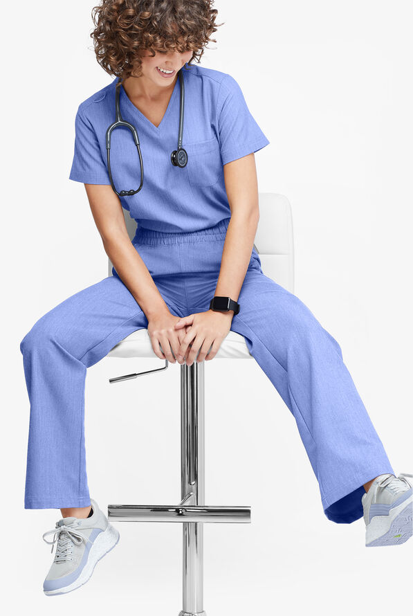 Pantalón médico MOVEMENT by Butter-Soft Mira con piernas anchas y 6 bolsillos para mujer - Electric Blue Heather - 5
