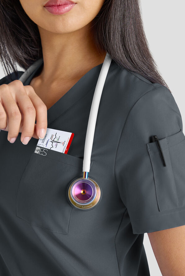 Conjunto de uniforme m&eacute;dico Easy STRETCH con 10 bolsillos para mujer - Pewter - 4