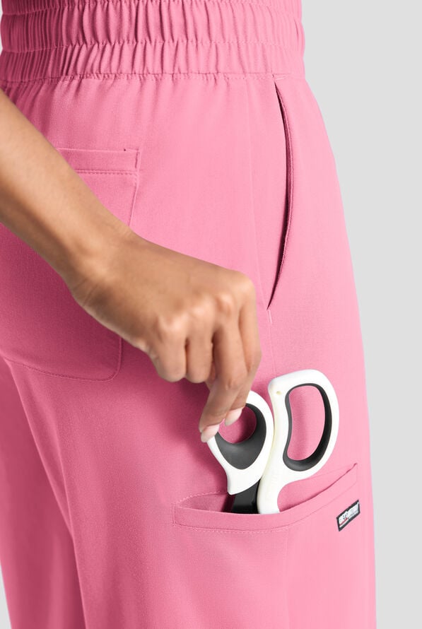 Grey's Anatomy by Barco Emerge Emerson Women's 5-Pocket STRETCH High-Rise Wide Leg Scrub Pants - Glow Pink - 4