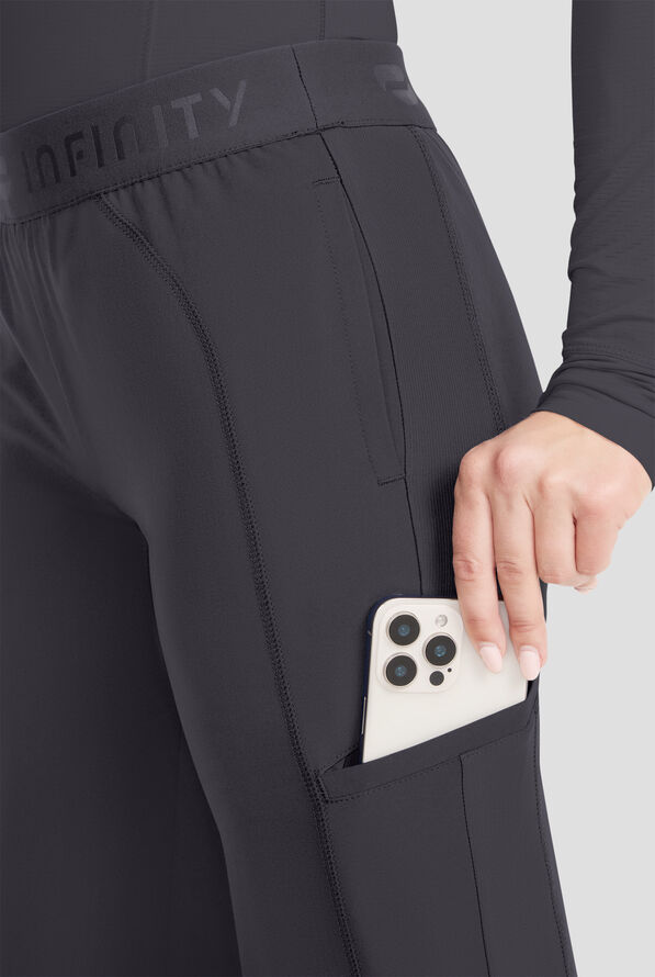 Infinity GNR8 Women's 5-Pocket STRETCH Wide Leg Scrub Pant - Pewter - 2