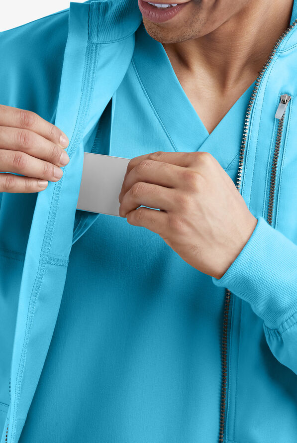Advantage STRETCH Men's 4-Pocket Zip Front Warm-Up Scrub Jacket - Turquoise - 4