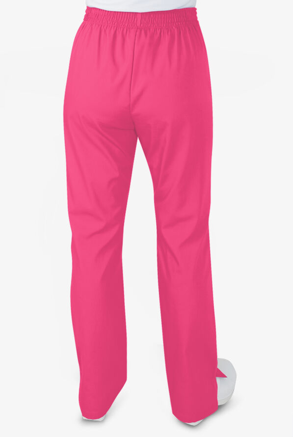 Butter-Soft STRETCH Women's 2-Pocket Flat Front with Back Elastic Scrub Pants - Tall - Fuchsia - 3