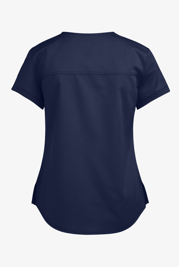 Cherokee Workwear Revolution Women's 1-Pocket STRETCH Tuck In V-Neck Scrub Top - Navy - 2