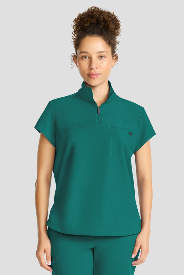 Blusa m&eacute;dica Healing Hands Quest STRETCH con cuello con cremallera y 1 bolsillo para mujer - Hunter - 2