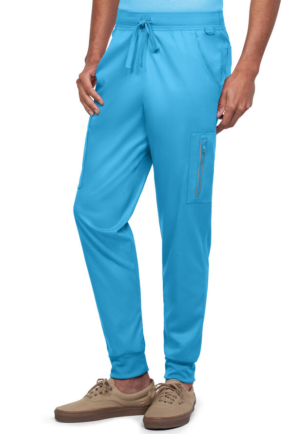 Advantage STRETCH Men's 9-Pocket Knit Waistband Jogger Scrub Pants - Turquoise - 1
