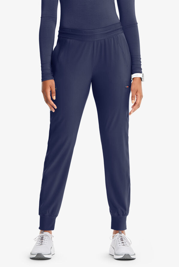 Pantalón médico Infinity GNR8 STRETCH estilo cargo jogger con cordón y 4 bolsillos para mujer - Navy/Vivid Orange - 1