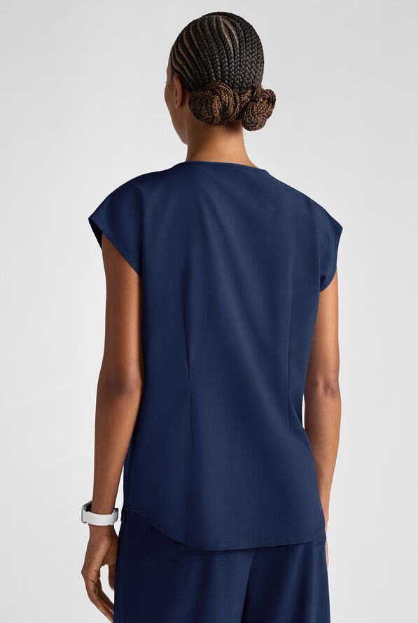 Easy STRETCH Women's Dolman Sleeve Crew Neck Scrub Top - Navy - 5
