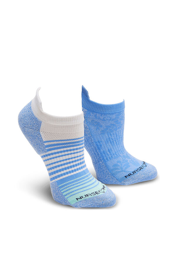 Nurse Mates Women's Compression Damask/Stripe Denim Anklet 2 pack Socks - null - 1