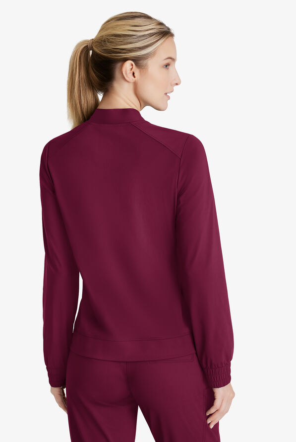 Skechers by Barco Slip-ins Contour Women's 3-Pocket STRETCH Zip Front Scrub Jacket - Wine - 4