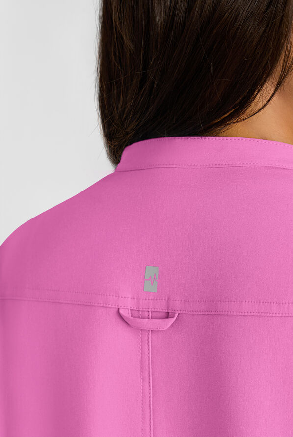 Easy STRETCH Bella Women's 1-Pocket Henley Scrub Top - Magnesium Pink - 5