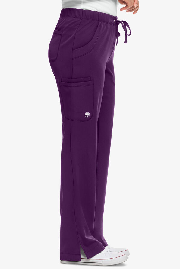 HH Works by Healing Hands Rebecca Women's 6-Pocket STRETCH Drawstring Waist Cargo Scrub Pants - Eggplant - 3