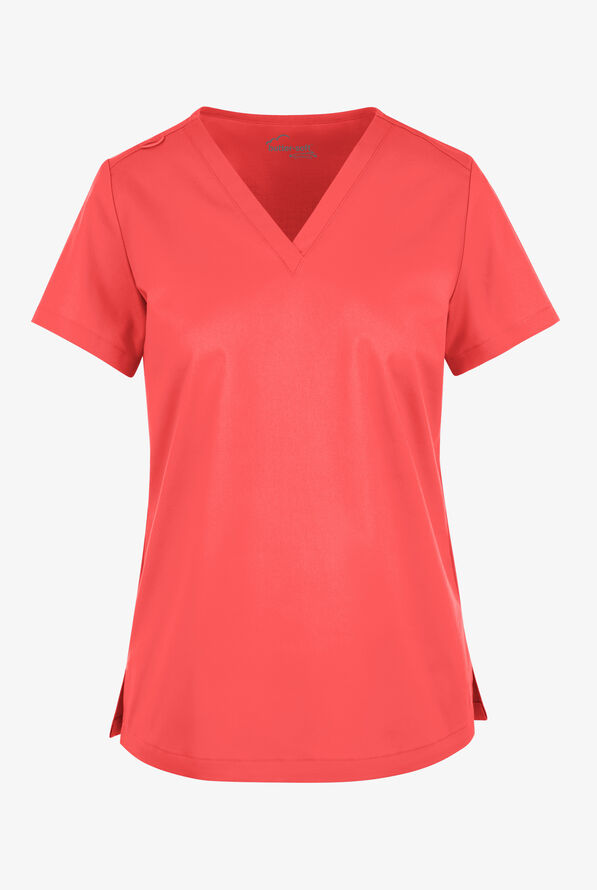 Butter-Soft STRETCH Women's V-Neck Tuck In Top - Radiant Red - 1