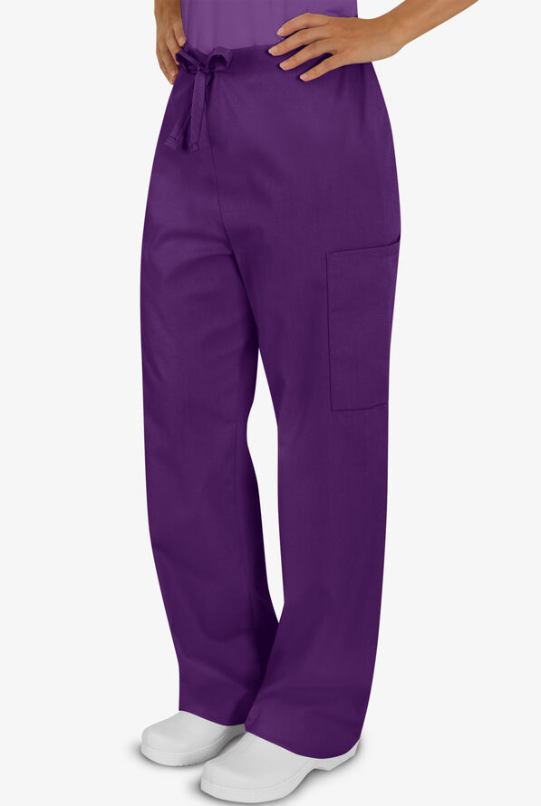 Butter-Soft Core Unisex 4-Pocket Drawstring Scrub Pants - Eggplant - 1