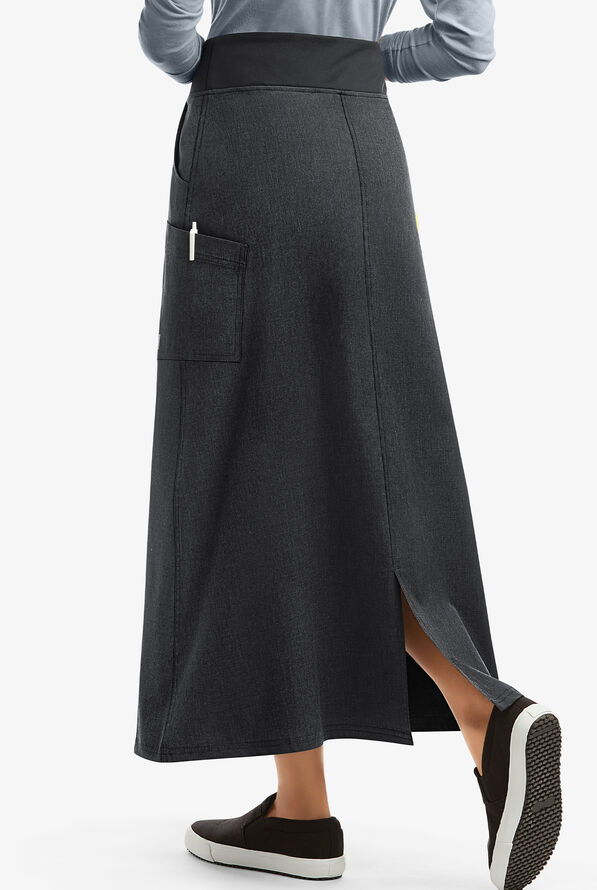 Butter-Soft STRETCH Women's 3-Pocket Ankle Length Scrub Skirt - Heather Charcoal/Pewter - 2