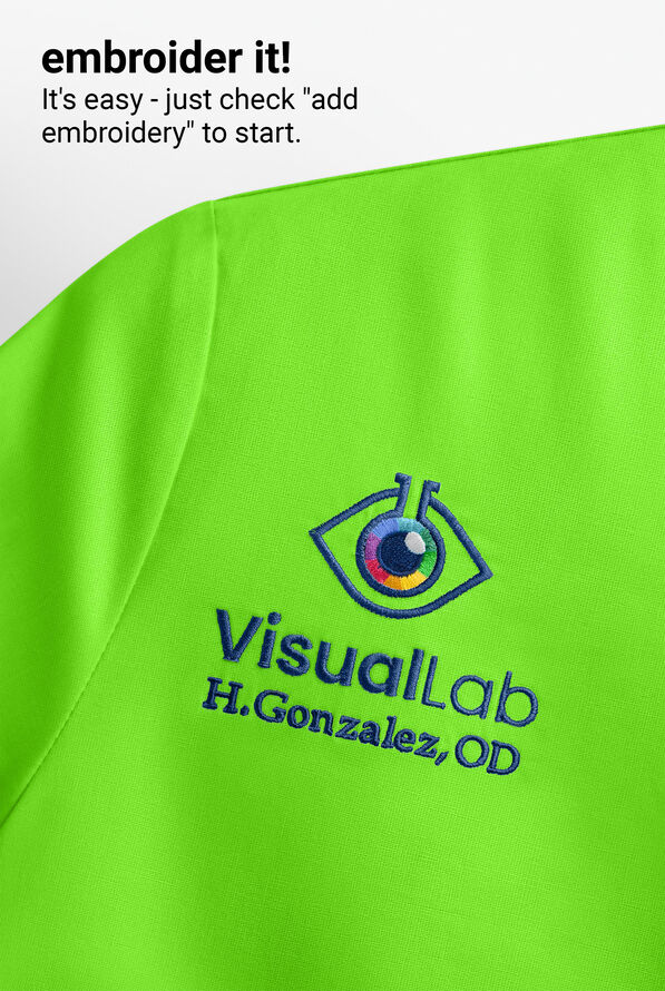 Blusa m&eacute;dica Zavate Ava Therese Piper STRETCH con cuello mao y 2 bolsillos para mujer - Electric Green - 4