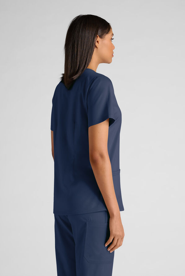 Butter-Soft STRETCH Women's 4-Pocket V-Neck Scrub Top - Navy - 2