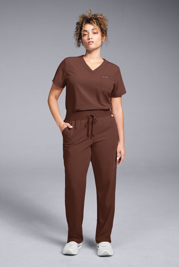 Hypothesis Women's Base V-Neck Tuck-In Scrub Top - Bitter Chocolate - 5