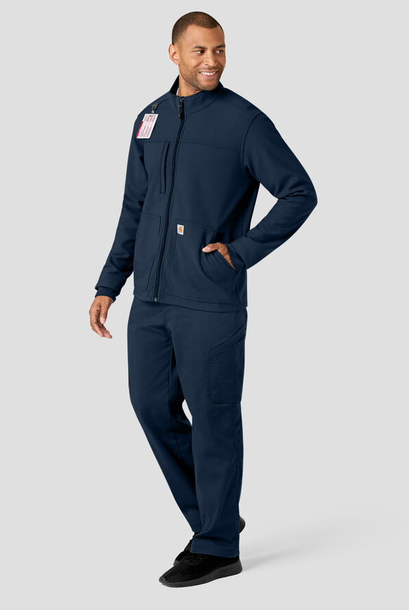 Carhartt Force Rugged Flex Men's 3-Pocket Bonded Fleece Scrub Jacket - Navy - 5