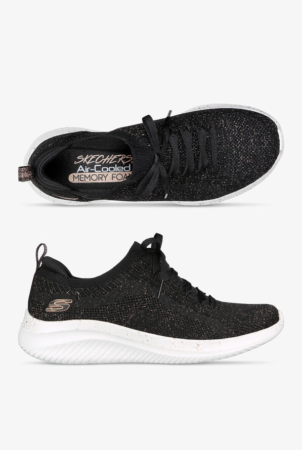  Skechers Sport Women's Ultra Flex 3.0 Daily Mood Black/Rose Gold Athletic Lace Up Nursing Shoes - null - 1