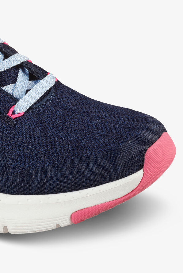 Skechers Sport Women's Arch Fit Comfy Wave Navy/Hot Pink Trim Athletic Lace Up Nursing Shoes - null - 5